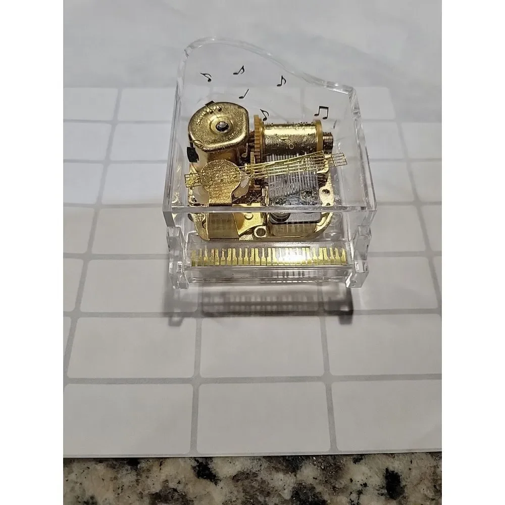 Vintage‎ Sankyo Grand Piano Music Box Made in China - SEE THROUGH